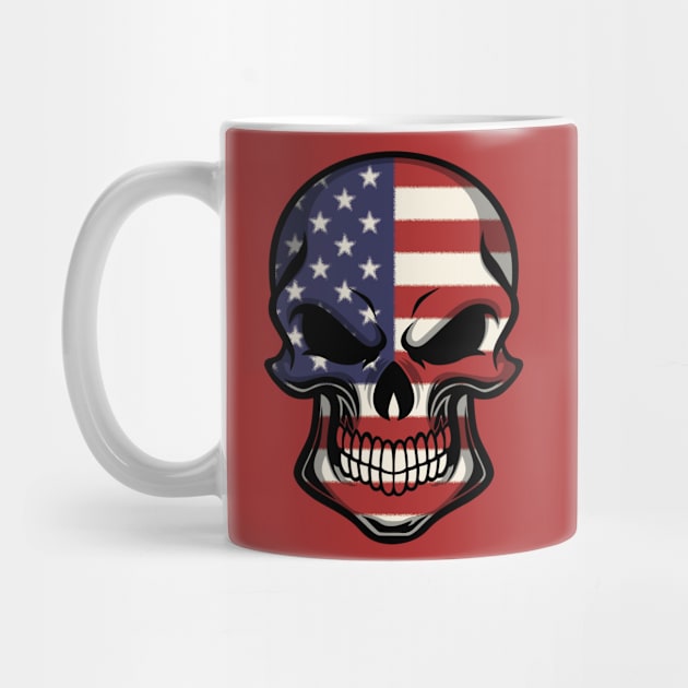 FLAG OF THE USA ON SKULL EMBLEM by VERXION